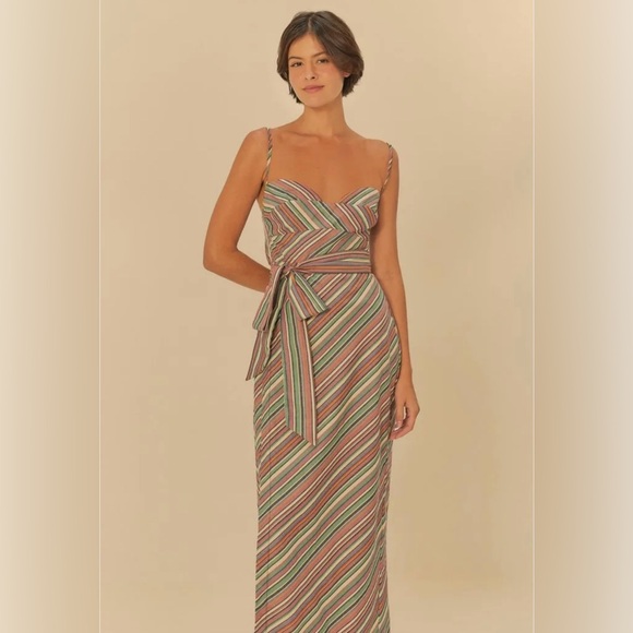 FARM Rio Dresses & Skirts - FARM RIo Striped Multicolor Wrap Dress